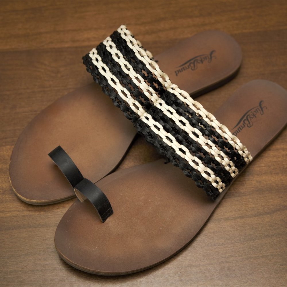 Lucky Brand Black&White Slide Sandals 8.5